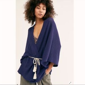 Free People Caravan Waffle Knit Kimono One Size